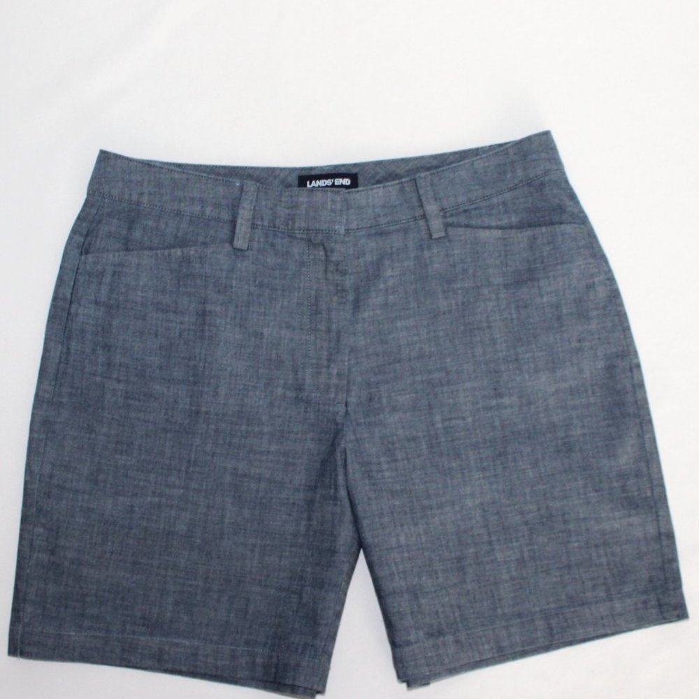 LAND'S END Blue Woven 100% Cotton Bermuda Walking Shorts Size 10 NEW - Picture 7 of 7